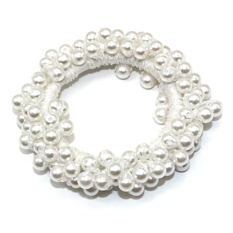 Solid Beaded Scrunchie Ponytail Holder Hair Accessory