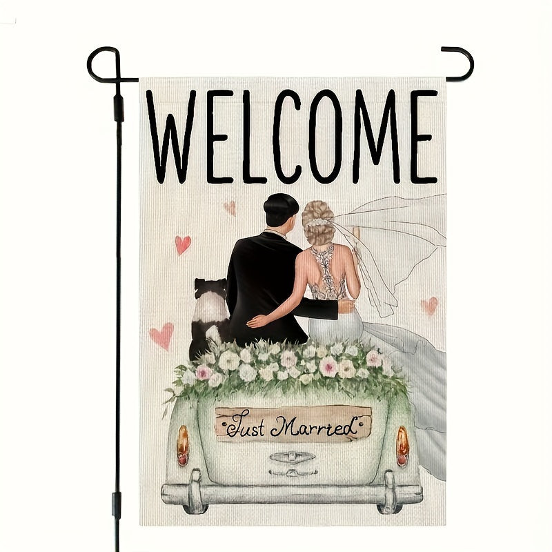 Wedding Decor Welcome Garden Flag Burlap Small Yard Flag
