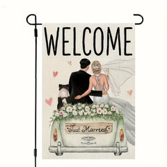 Wedding Decor Welcome Garden Flag Burlap Small Yard Flag