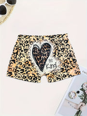 Sexy Shorts Women's Plus Slogan & Leopard Print