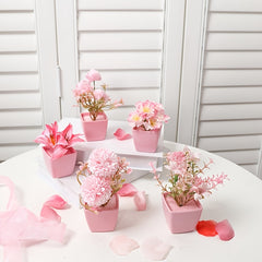 5pcs Mini Artificial Potted Flower Plant Plastic Desktop Window Decoration