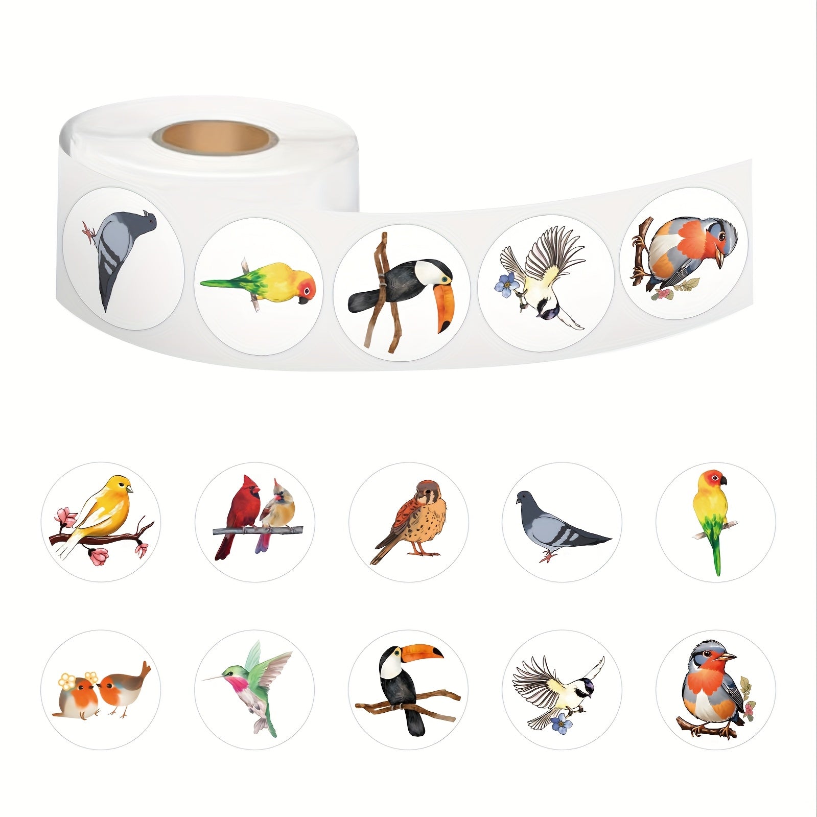 500pcs Cartoon Bird Vinyl Stickers Animal Themed Roll