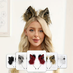 Plush Detachable Ears Headband Punk Style Cosplay Hair Accessories