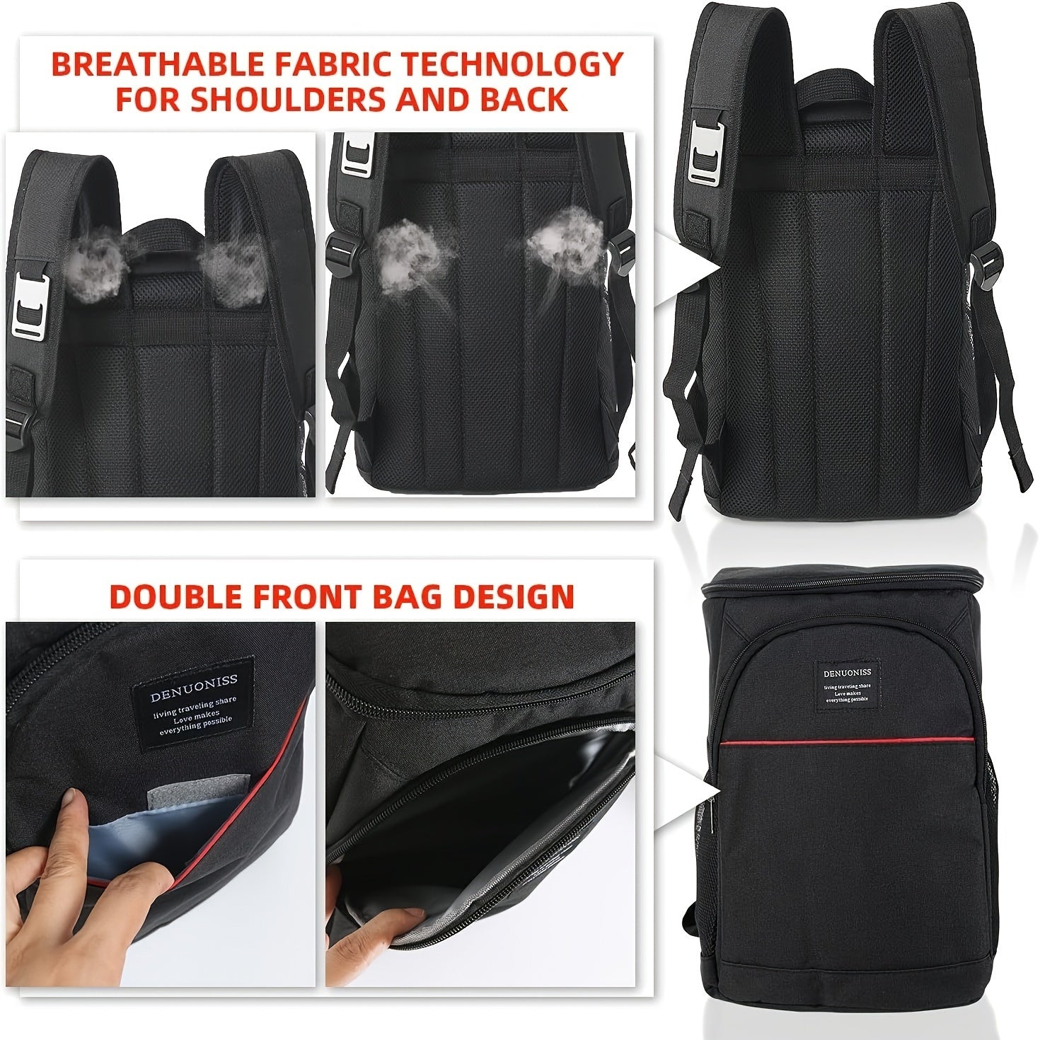 Large Insulated Lunch Backpack Waterproof Cooler Bag for Picnic Hiking Camping