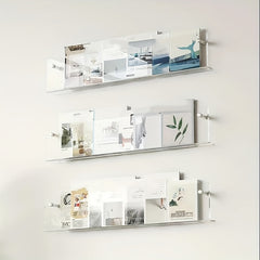 Acrylic Wall Mount Bookshelf Magazine Rack