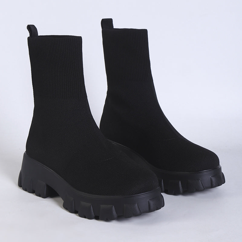 Minimalist Knit Slip On Boots
