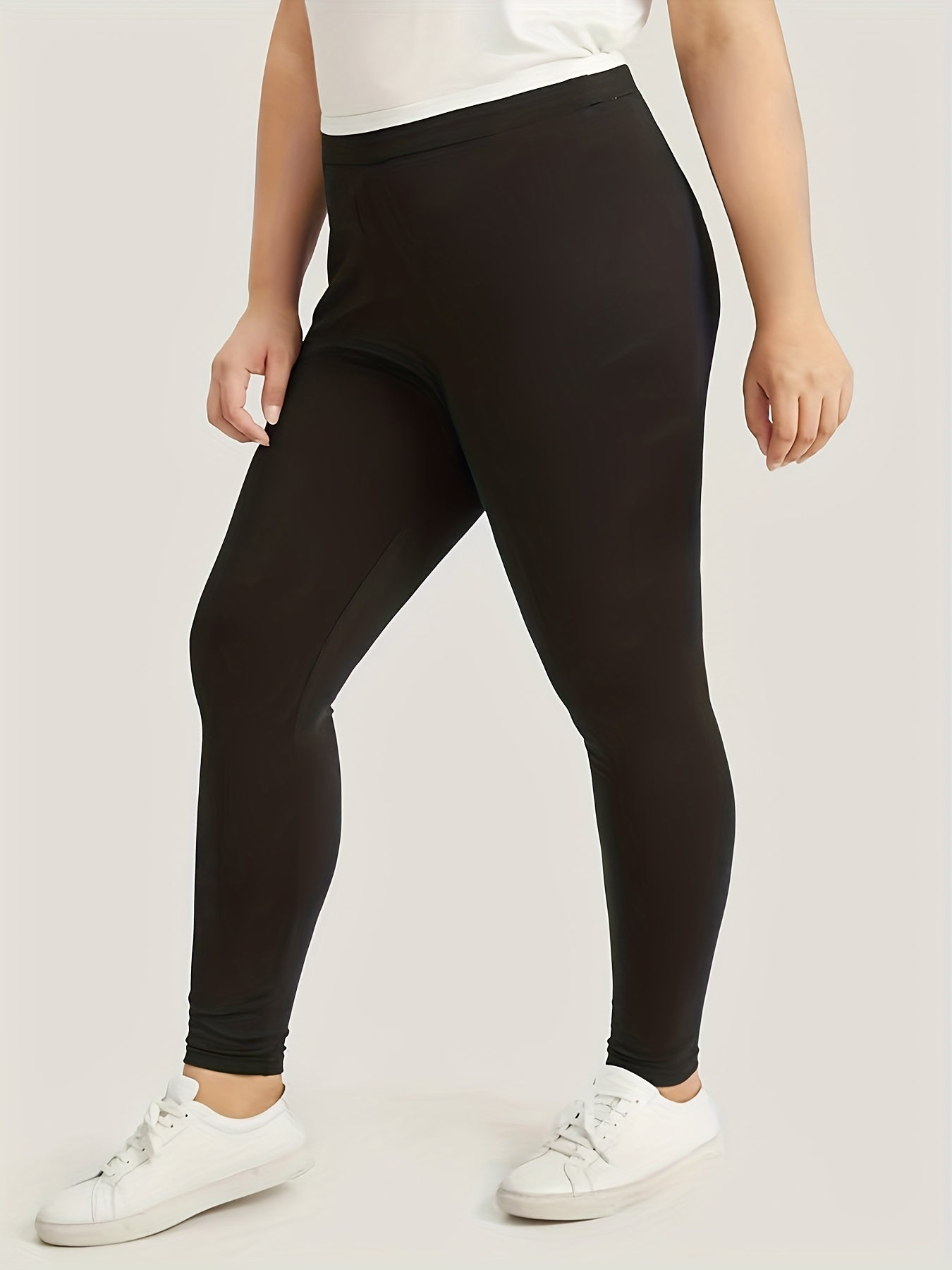  Solid High Rise Skinny Trousers