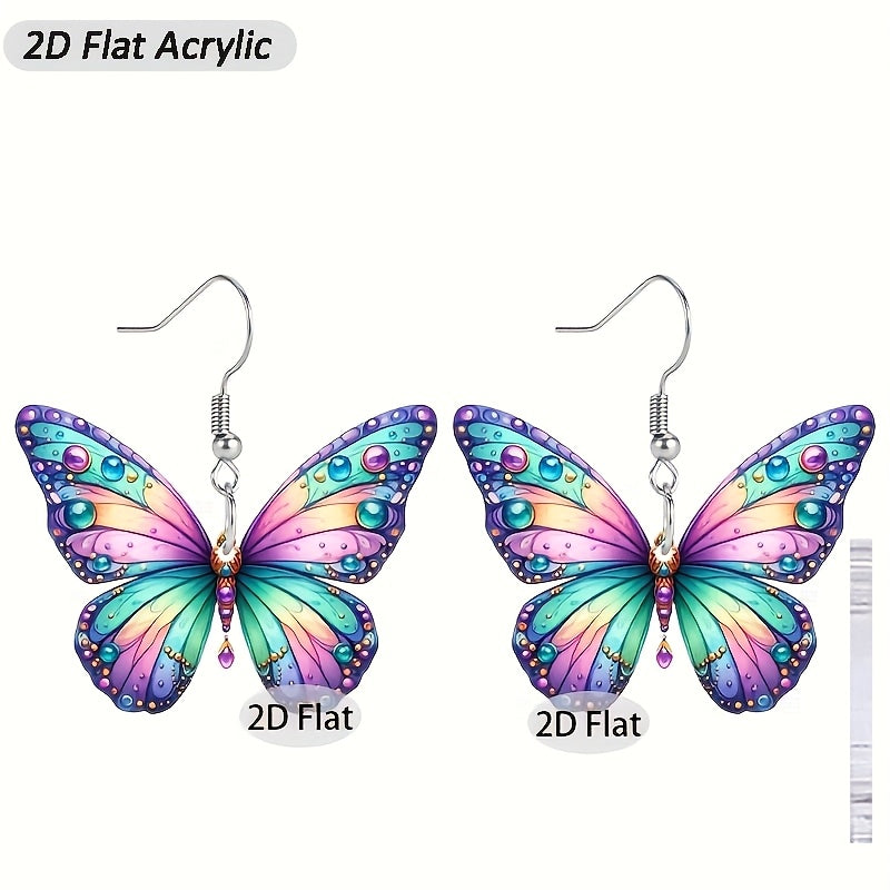 Butterfly Acrylic Earrings - Multicolor Lightweight Hypoallergenic