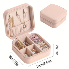 Mini Portable Jewelry Case Small Travel Organizer Earrings Rings Necklaces Brace