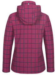 Women's Plaid Print Hooded Jacket Windproof Lightweight Full Zipper
