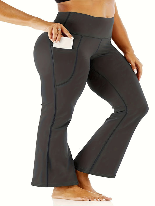  High Rise Flared Leg Yoga Pants with Pockets