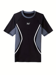Men's Block Swimwear Short Sleeve T shirt Sun Protection