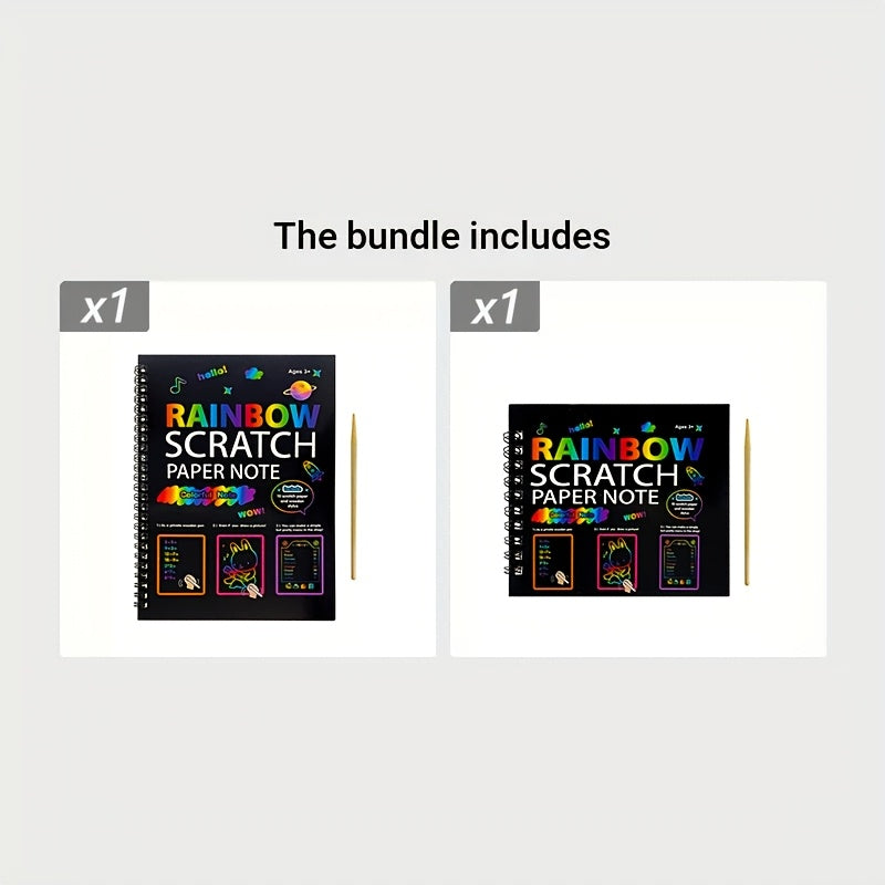 2pcs Rainbow Scratch Art Notebook - Creative Set for Teens