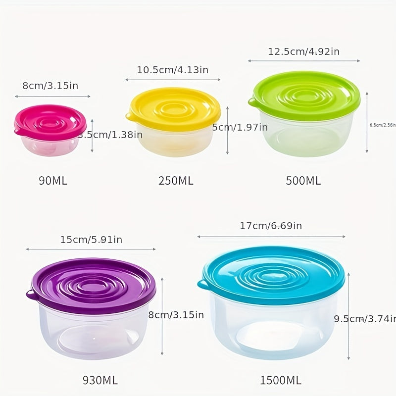 5pcs Round Food Sealed Box Set - Microwave Safe Bento Lunch Box
