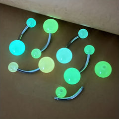 6 Pcs Glow Dark Belly Button Rings 14G Stainless Steel Sexy Body Piercing Jewelr