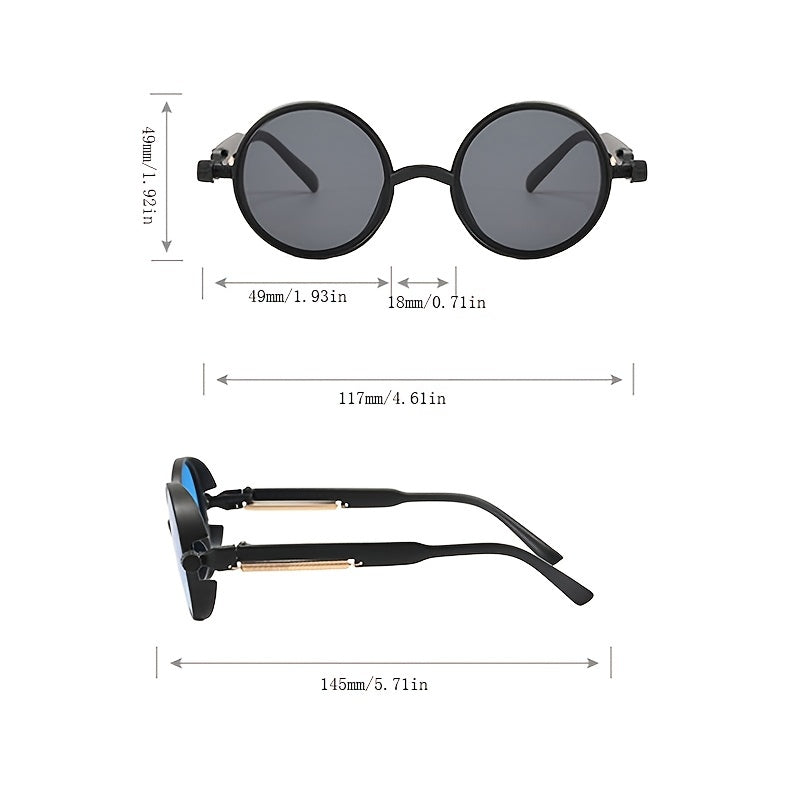 Steampunk Polarized Sunglasses Round Eyewear