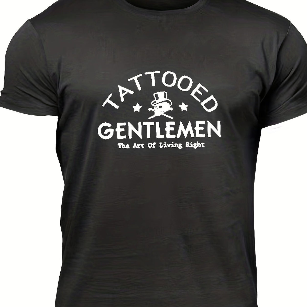 Tattooed Gentlemen Men's Letter Print T shirt Casual Crew Neck Tee