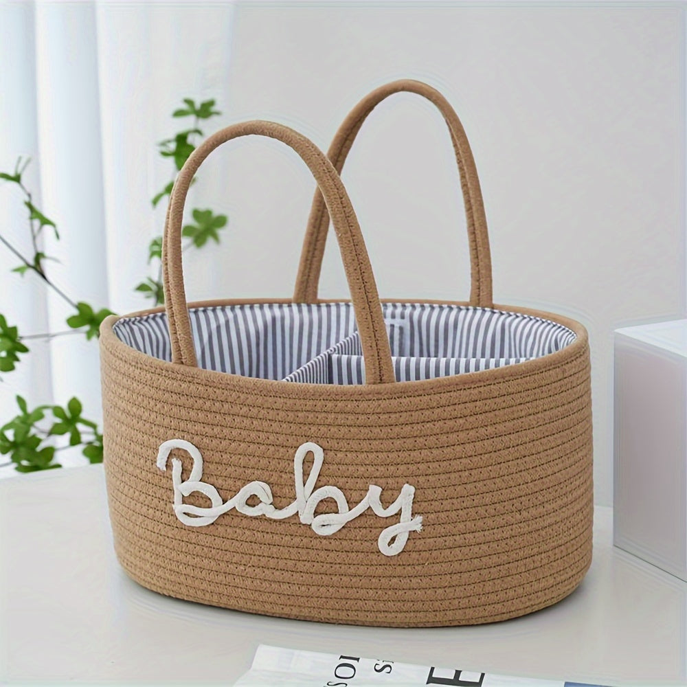 Stylish Woven Storage Basket Diaper Bag Organizer