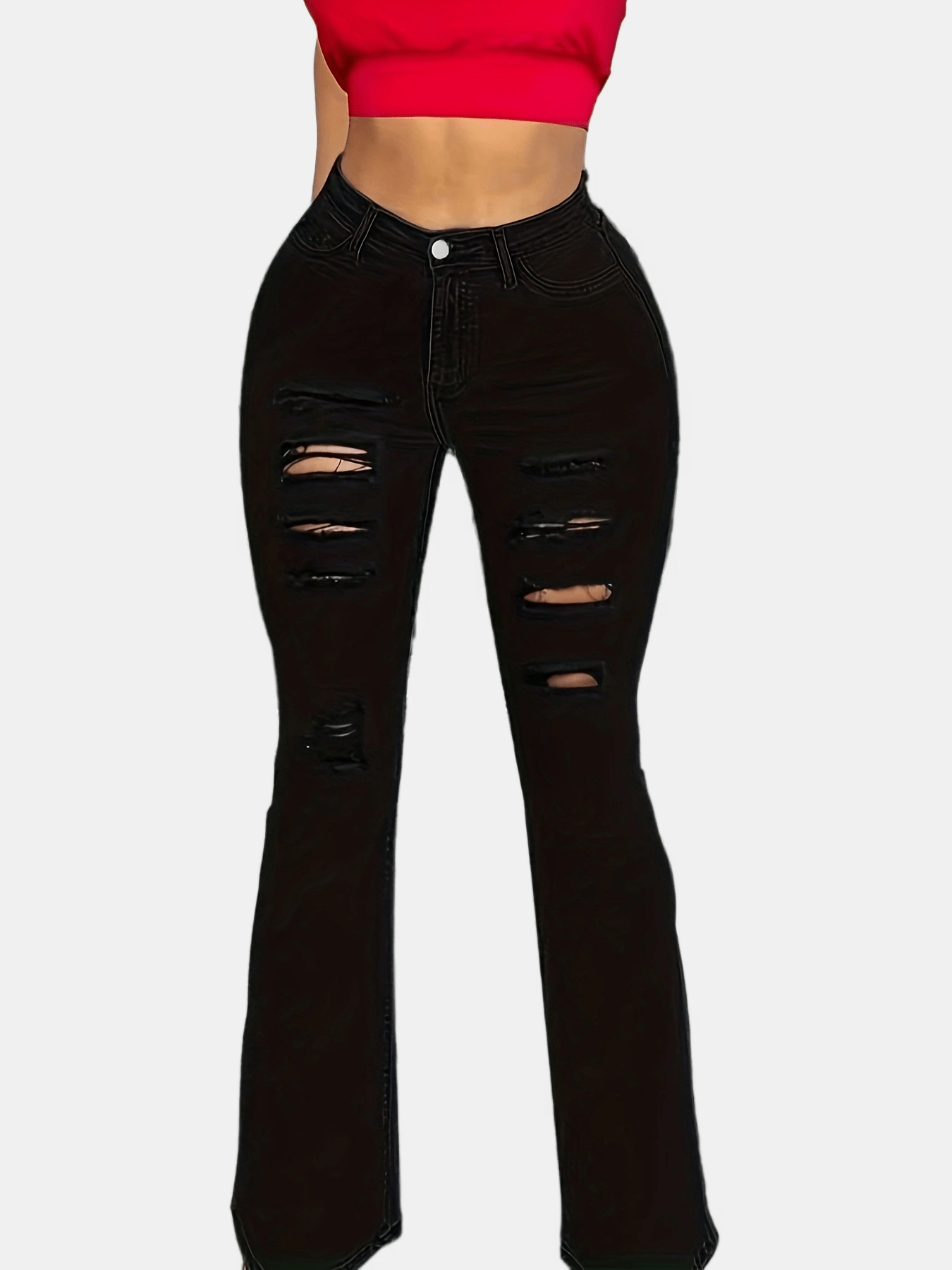 Casual Ripped Flared Leg Jeans