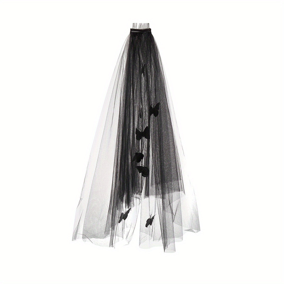 Tulle Bridal Veil with Butterfly Hair Accessory for Weddings
