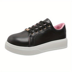 Women's Solid Kate Shoes Casual Round Toe Lace Up Low Top Sneakers