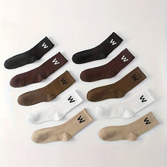 10 Pairs Letter Print Socks Comfy & Breathable Mid Tube Socks