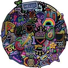 50pcs Neon Stickers for Luggage Water Cup Motorcycle