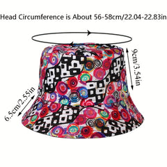 Geometric Graphic Sunshade Bucket Hat Double-Sided Sun Hat