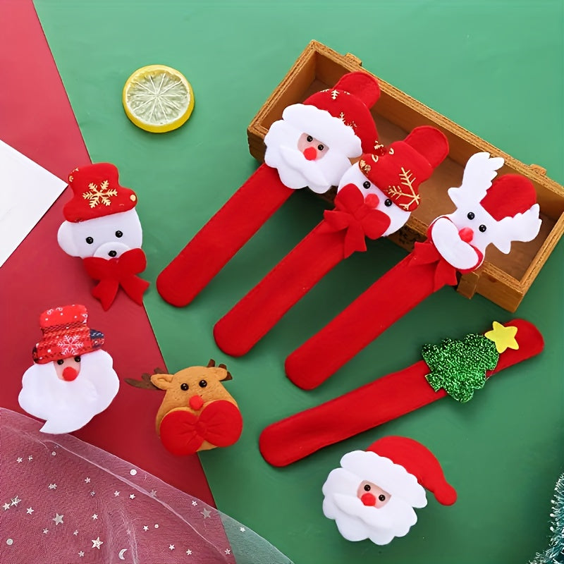 3pcs Christmas Pat Ring Bracelet Cartoon Snap Ring Children's Gift Plush