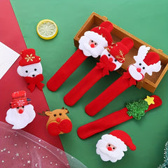 3pcs Christmas Pat Ring Bracelet Cartoon Snap Ring Children's Gift Plush