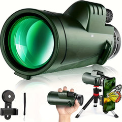 High Magnification Monocular Telescope With Mobile Phone Adapter Tripod
