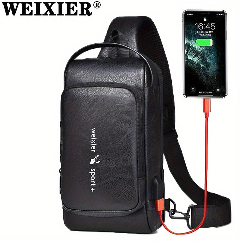 WEIXIER Men's Shoulder Messenger Bag with USB Charging Port