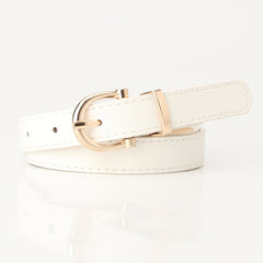 Stylish Leather Belt with Golden Metal Buckle for Women