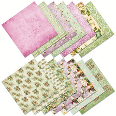 12pcs Flower Series Brochure Paper for DIY Photo Album Scrapbook Art Card