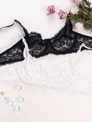 2pcs Lace Unlined Bras Sheer Mesh Bra Women's Lingerie