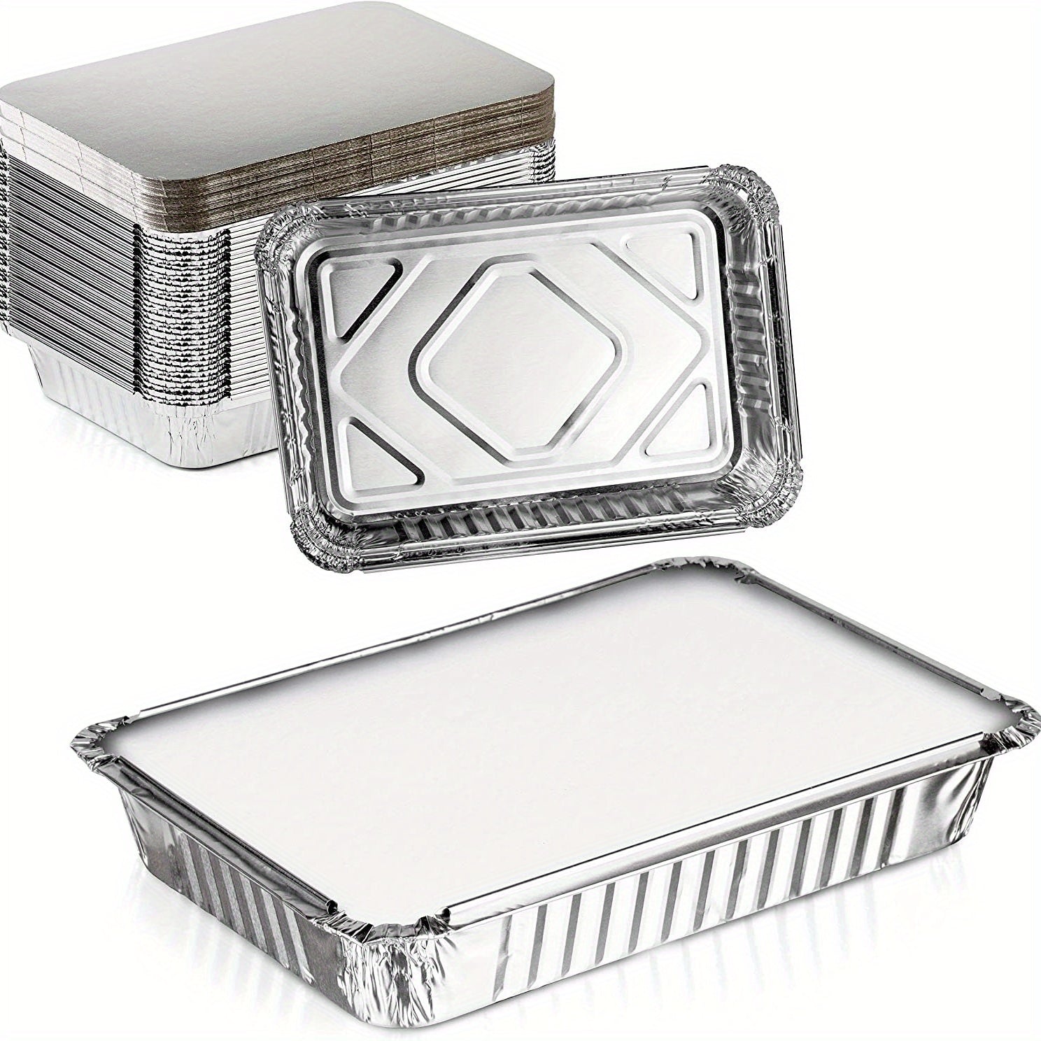 20Pcs 9x7 Aluminum Pans w/ Lids Take Out Containers