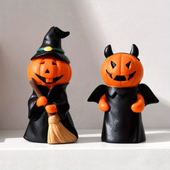 Halloween Pumpkin Figurines Set Resin Collectible Statuettes