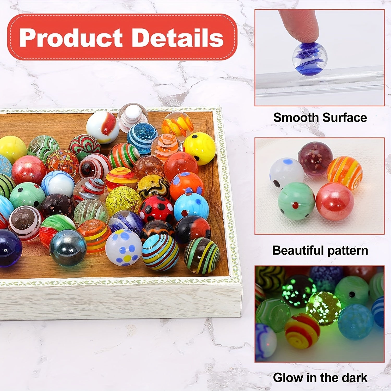 10pcs Glass Marbles for Marble Games & Home Decoration