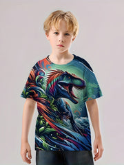 T Rex 3D Print Boy's Casual Tees Short Sleeve Crew Neck Comfy Versiable T shirt