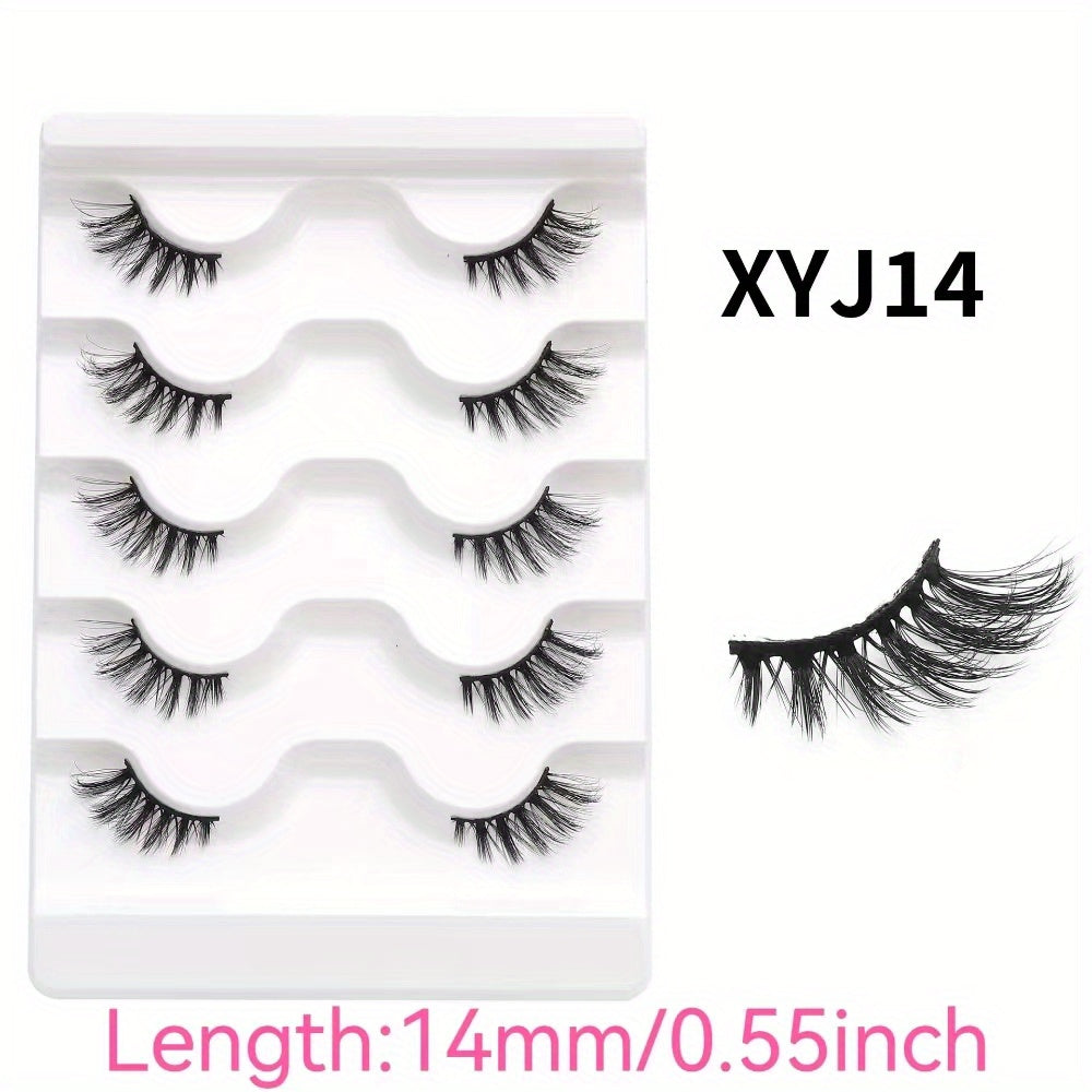 5 pairs of European & American half eye false lashes 3D thick curl