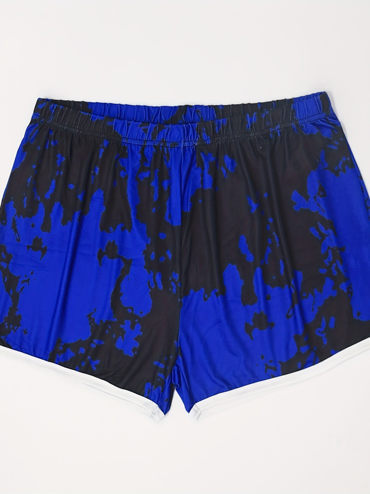  Tie Dye Print High Rise Shorts Women's Plus Slight Stretch Loose Fit