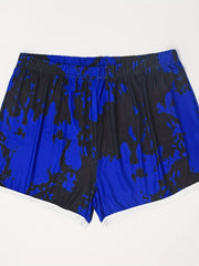  Tie Dye Print High Rise Shorts Women's Plus Slight Stretch Loose Fit