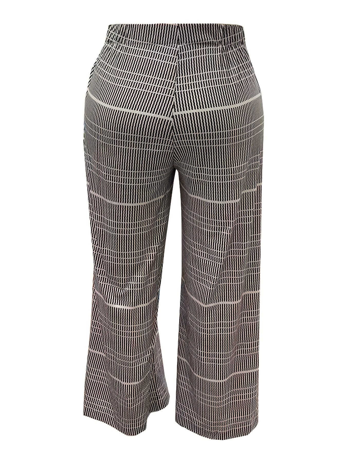 Women's Plus Stripe Print Flared Leg Stretch Trousers