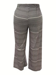 Women's Plus Stripe Print Flared Leg Stretch Trousers