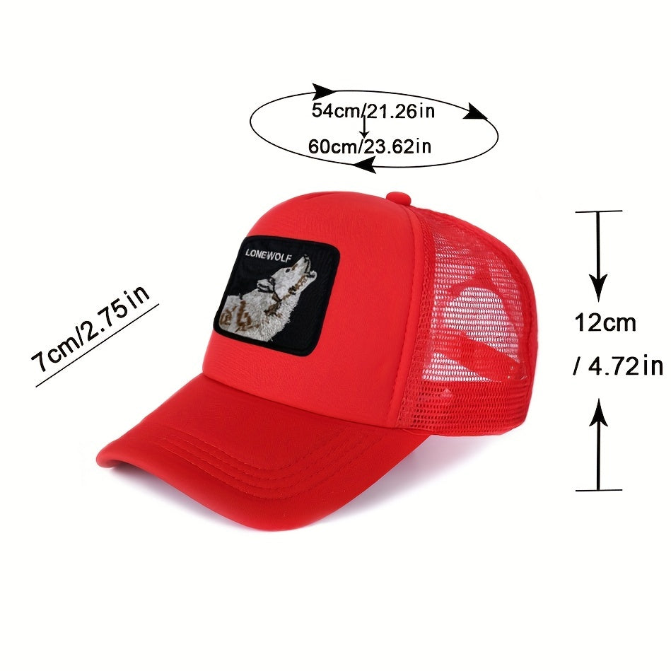 Summer Mesh Wolf Embroidery Print Sunshade Baseball Cap