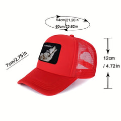Summer Mesh Wolf Embroidery Print Sunshade Baseball Cap