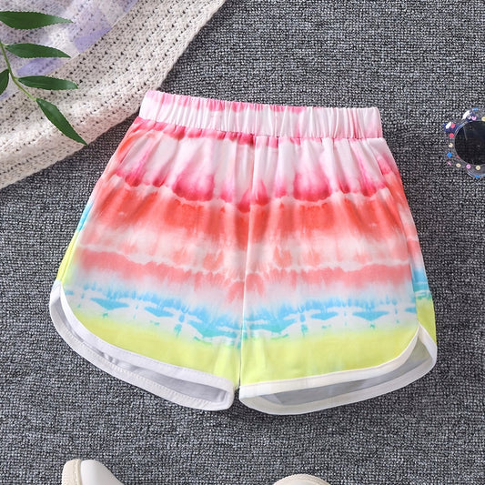 Toddler Girls Tie Dye Graphic Elastic Waist Track Shorts