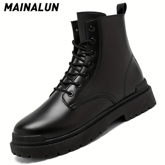 Men's Side Zip Combat Boots Casual Walking Shoes
