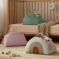 Large Capacity Diaper & Bottle Storage Bag Mommy Tote Linen Pink