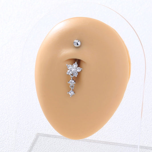 Flower Shape Tassel Belly Button Ring Body Piercing Jewelry